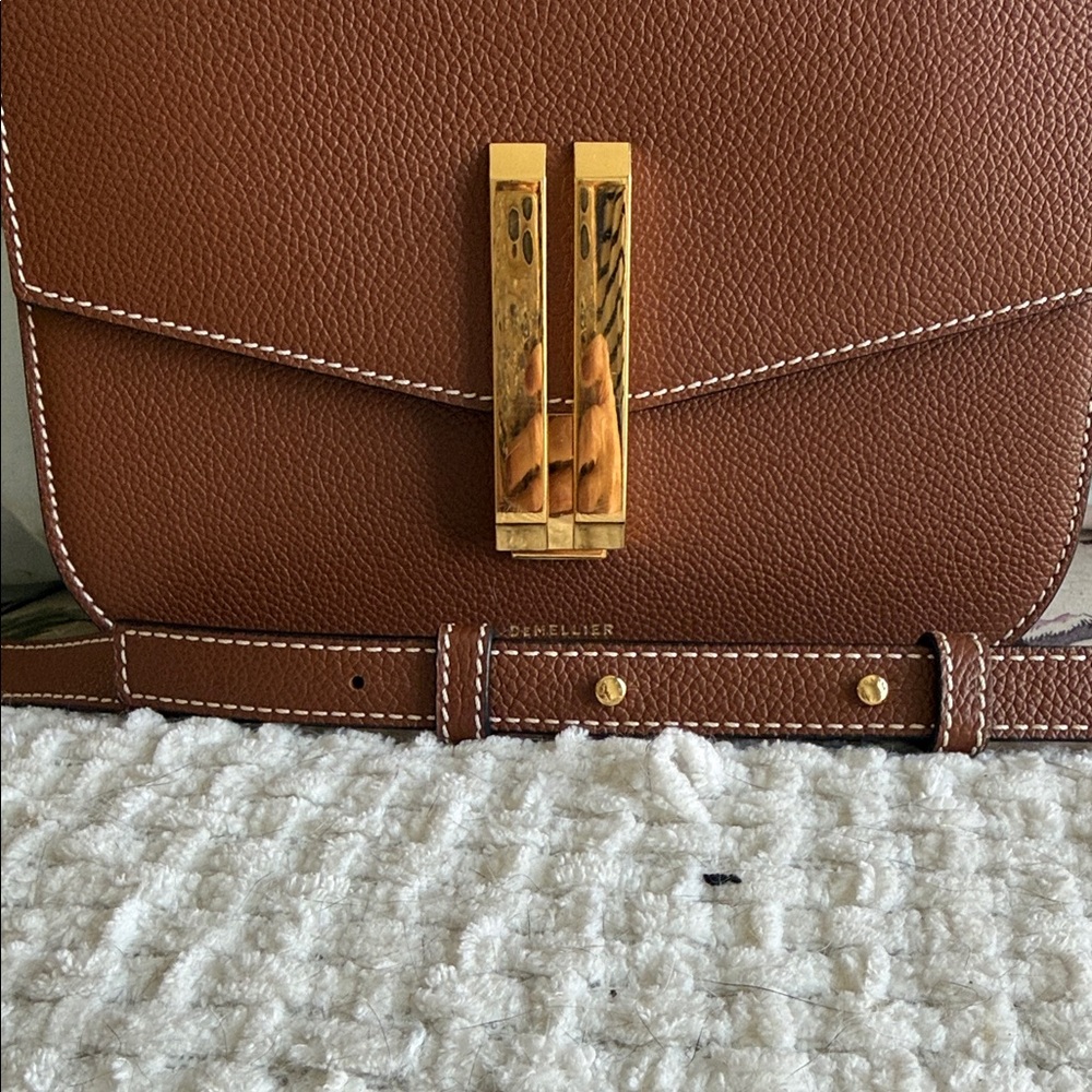 DeMellier Brown Leather Crossbody with Gold Hardware Accent - Picture 6 of 14
